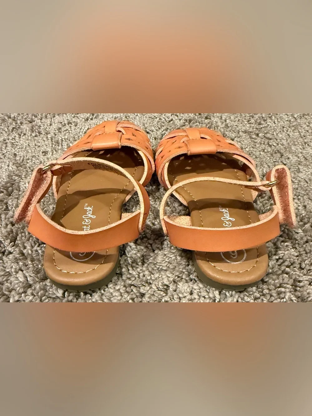 Cat & Jack Girls Size 6 Peach Coral Woven Strap Sandals